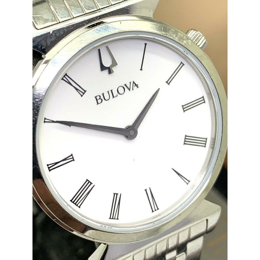 Bulova Women's Watch 96L275 Roman Numeral White Dial Silver Steel Quartz 30mm